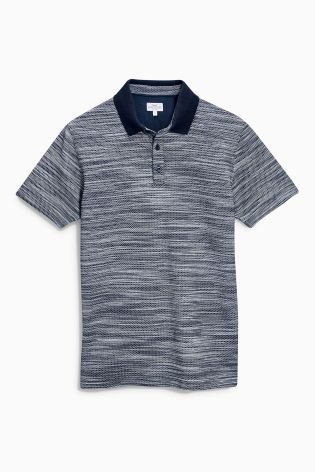 Navy Textured Fabric Interest Polo